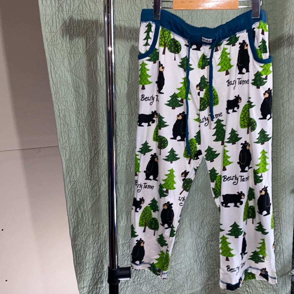 LAZYONE NEW Pajamas Bottoms “Bearly Tame” Cozy Capris Bottoms, Size XL ~6463-001